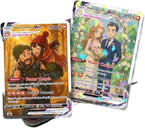 Personalized Poke Card Anniversary Card - Custom Photo Anime Wedding Card, Custom Card for Couple, Gift for Him, Gift for Her