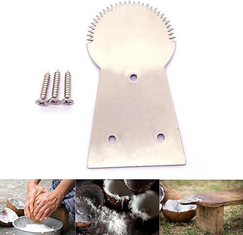 Mooninja Coconut Grater Scraper Shredder Flat Blade Head Small Utensil Manual Machine Knife For Food Hand Grinder Asian KItchen tool Stainless Steel Mini Kitchenware With 3 Screws