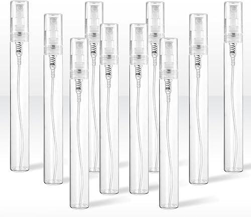 Chiallco Mini Perfume Sample Bottles, 4 ml Plastic Small Spray Bottle 10 Pack, Fine Mist, Portable Perfume Travel Refillable Bottle, Upgraded atomizer sprayer, Clear
