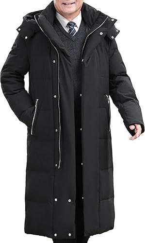 Maiyifu-GJ Mens Winter Long Coats Hooded Puffer Jacket Windproof Thicken Warm Down Jackets Padded Parka Outerwear Windbreaker