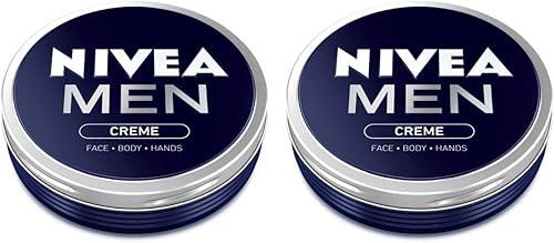2x Nivea MEN CREME Cream FACE HAND BODY Moisturiser Dry Skin 75ml TIN by Nivea