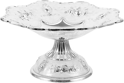 Ciieeo Vintage Snacks Plate Silver Fruit Serving Dish Elegant Candy Holder for Wedding Parties