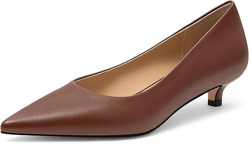 KUOARN Kitten Heels for Women Classic Black 1.5 Inch Low Heel Pointed Toe Pumps, Closed Toe Comfortable Dress Shoes for Wedding, Work, Office & Party