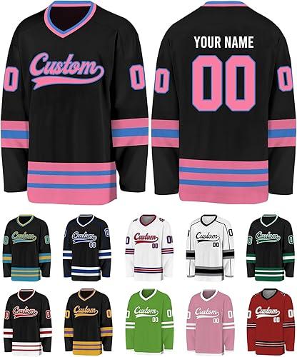 Custom Hockey Jersey Personalized Logo Name Number Hockey Shirts Retro Jerseys Gift for Beer League Team Men Women,S-3XL