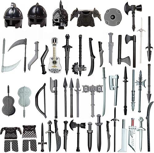 PHYNEDI Goshfun 51Pcs Ancient Greek Ancient Roman Medieval Egypt Figure Weapon Helmet Armor Set, Building Block Toy Accessory Collection Kit