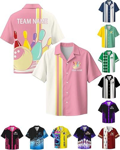 Custom Bowling Shirt for Men Women Personalized Name Bowling Jersey Casual Hawaiian Shirts Customized Retro Polo, S-4XL