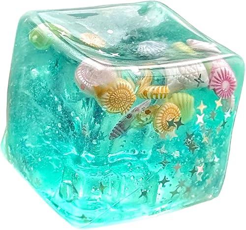 Ice Cubes Stress Ball, Theme Toy with Shells, Soft Slow Rise Sensory, Squeeze Ball Hand for Stress Relief, Stretchy for Adults