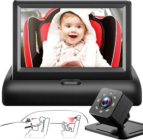 Baby Car Mirror with 4.3'' HD Night Vision Function Display, Safety Car Seat Camera with Wide Crystal Clear View, Easily Observe The Baby’s Move(Not USB)
