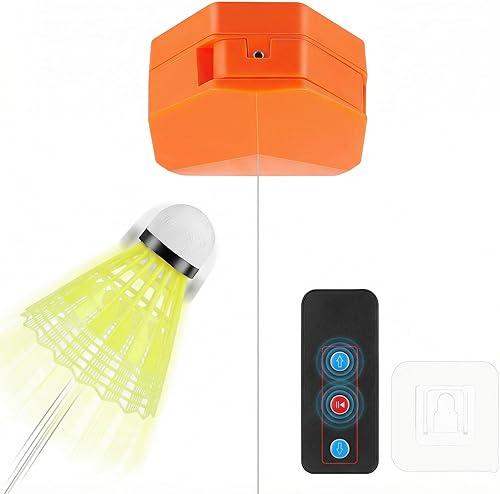 Badminton Training Tool, Electric Badminton Rebounder with Remote Control, Auto Adjustable Height Solo Trainer, Indoor Self Practice Equipment for Kids Adults, Portable Home Gym Workout Tool