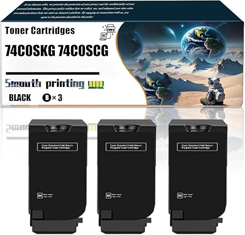 74C0SKG 74C0SCG 74C0SMG 74C0SYG Toner Cartridges Compatible with Lexmark CX725de CX725dhe CX725dthe Printers, Replacement Parts Contains Chip and Clear Printing (3 Pack Black)