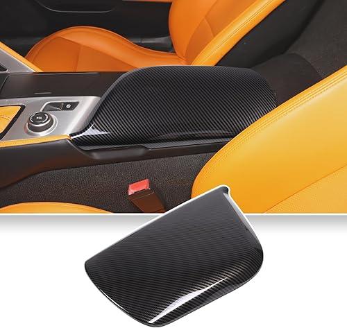 Center Console Armrest Cover for Chevy Corvette C7 2014-2019, Armrest Box Panel Trim, Armrest Arm Rest Cap Cover, Console Lid Cover, Armrest Container Cushion Protector Accessories, ABS (Carbon Fiber)