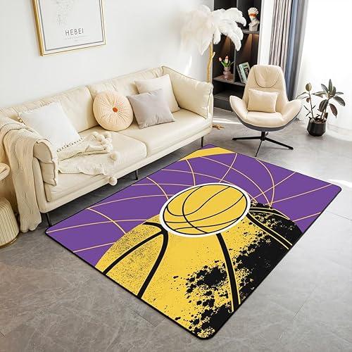 jejeloiu Basketball Teams Area Rug 3x5 for Bedroom Gaming Sports Living Room Rugs Soft Non-Slip Decor Carpet Gift for Basketball Lover Indoor Floor Mat Ball Games for Home, Dining Room