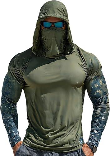 ZEFOTIM Mens UPF 100 Sun Protection Hoodie with Uv Detection Lightweight Upf50 Workout Fishing Breathabl Quick Dry Sunshirt
