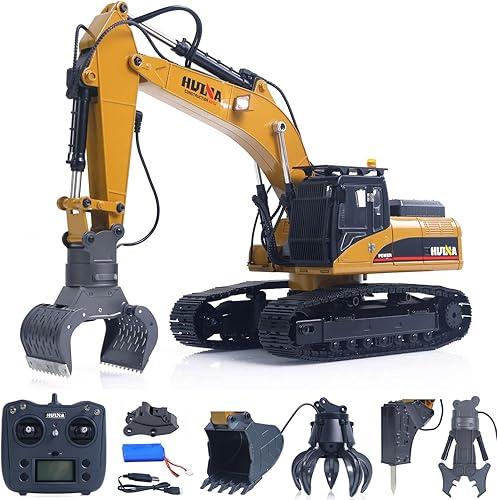 TOUCAN RC HOBBY HUINA Upgrade 580 1:14 Metal RC Excavator RC Bagger Model Engineering Vehicle Electric Ball Grabber 360 Rotating Shear Claw Sound Lights
