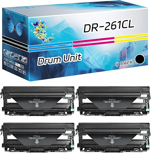 DR-261CL Drum Unit Compatible for Brother MFC-9330CDW MFC-9340CDW DCP-9020CDN Printers, High Yield 22000 Pages, with Chip High-Definition Printing (4 Pack Black)