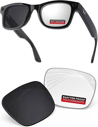 PRO+ Polycarbonate Replacement Lenses Compatible with Ray-Ban Meta Wayfarer RW4008 & Gen 2 RW4012 53mm Sunglasses