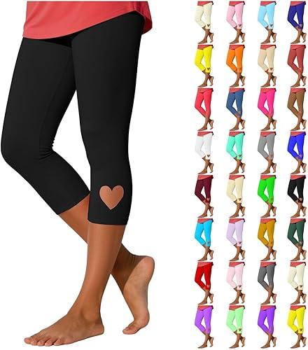 Capri Leggings with Pockets for Women Summer Stretch Plus Size High Waisted Soft Casual Workout Yoga Pants