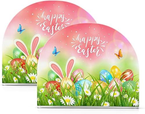 Easter Eggs Grass Butterflies Spring Flowers Napkin Holder for Tables Paper Cocktail Napkin Holders for Kitchen Dinning,Acrylic Dinner Napkin Dispenser for Restaurant Home Decor Bar Accessories 1 Pack