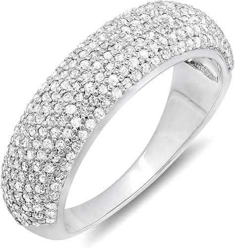 Dazzlingrock Collection 0.90 Ctw 18k Solid Gold Round Diamond Anniversary Wedding Band Ring