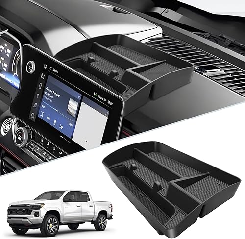SKTU for 2023 2024 2025 2026 Colorado Dashboard Organizer 2023-2026 Chevy Colorado/Canyon Behind Screen Organizer 2024 2025 2026 Chevy Colorado Accessories with Phone Holder (Not for Speakers on Dash)