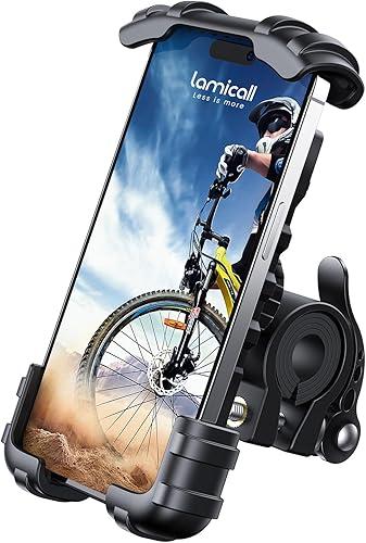 Lamicall Bike Phone Holder, Motorcycle Mount - Motorcycle Phone Holder, Handlebar Cell Phone Clamp, Scooter Phone Clip Gifts for iPhone 17 Air Pro Max, 16 15 Plus, S20, 4.7 to 6.8" Smartphones