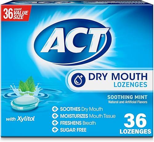 ACT Dry Mouth Moisturizing Gum With Xylitol, Soothes, Moisturizes & Freshens, Soothing Mint, Value Size, 36 ct.
