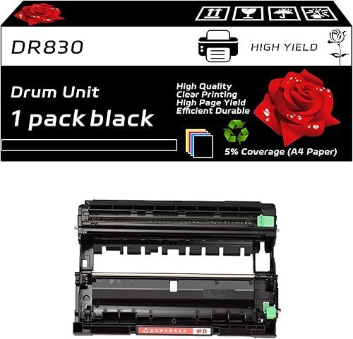 DR830 Drum Unit Compatible for Brother MFC-L2820DWXL MFC-L2900DW MFC-L2980DW Printers, with Chip, High Yield 25000 Pages, Clear Printing (1 Pack Black)
