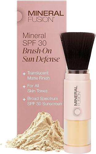 Mineral Fusion Brush-On Powder Sunscreen for Face SPF 30 | Transluscent Natural Daily Sun Care with UVA UVB Protection | Hypoallergenic, Non-Toxic | TSA & Travel Friendly