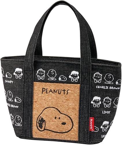 Skater KBCO3-A Denim Insulated Bag with Cork Pocket, Tote Bag, Lunch Bag, Snoopy & Friends