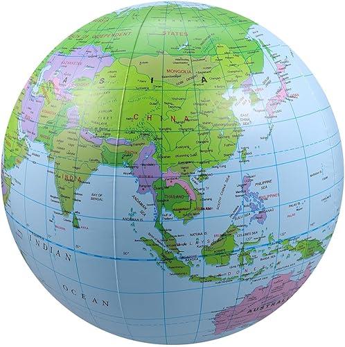 NUOBESTY Inflatable Earth Globe 11.8in Inflatable Earth Beach Ball for Beach Playing Swimming Pool, School Teaching, Party Bags - PVC Material