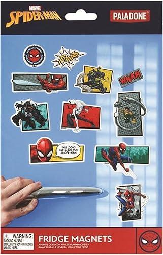 Spiderman Official Licensed Fridge Magnets, Gamer and Comic Series Fan Decor and Gift, Marvel Kitchen and Classroom Accessory for Boys and Girls, 26 Superhero Decals Included | Paladone