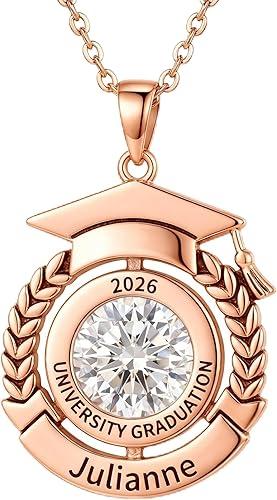 2026 Graduation Gifts Birthday Gifts for Women/Men High School and College Graduation Gifts 2026 Graduation Commemorative Necklace Women's Custom Engraved Birthstone/Graduation Photos Necklace