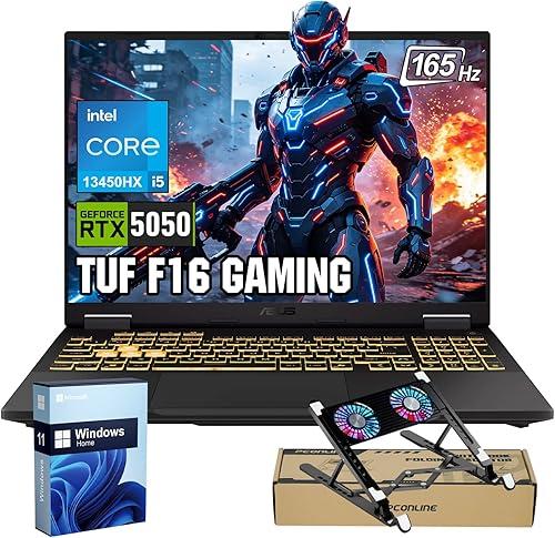 ASUS TUF Gaming F16 5050 Gaming Laptop, Intel Core i5-13450HX, 16" FHD+ 165Hz Anti-Glare 100% sRGB, GeForce RTX 5050, 32GB DDR5, 1TB SSD, RGB Backlit KB, IR Camera, HDMI, Windows 11 Home, w/Bundle