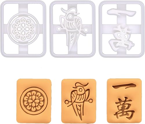 BAKERLOGY Mahjong Numbers Cookie Cutter Set of 3 一萬, 雀牌, 一筒 – Classic Character, Circle, and Bamboo Tiles – Designs for Baking, Crafts, Lunar New Year, and Game Night Treats — 11% off