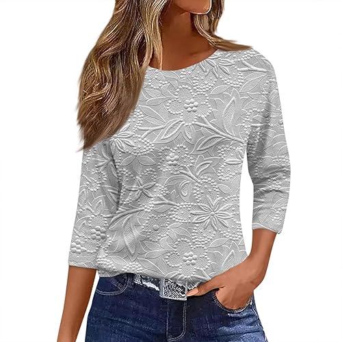 3/4 Length Sleeve Womens Tops Casual Blouses Spring Fashion 2026 Round Neck Business Trendy Tunics Top Shirts