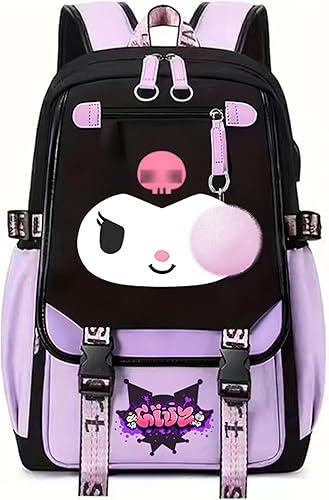 Roffatide 17 Inch Cartoon Print Kids Backpack School Bag for Girls Boys New Semester Students Gifts Business Laptop Bag Casual Travel Hiking Daypacks Christmas Gifts Purple