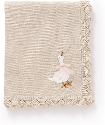 mimixiong Cotton Baby Blanket Heritage Receiving Cuddle Stroller Crib Blanket with Cute Embroidered Goose for Boys and Girls 30x40 Inch