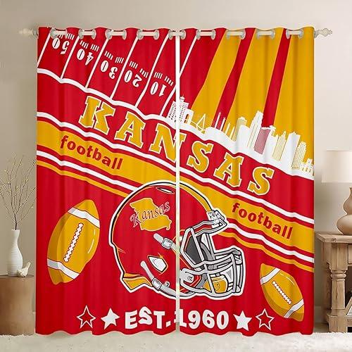 Feelyou Football Blackout Curtains (2 Panels, 38 x 45 Inch) Football City Curtains for Living Room Rugby Sports Window Treatments