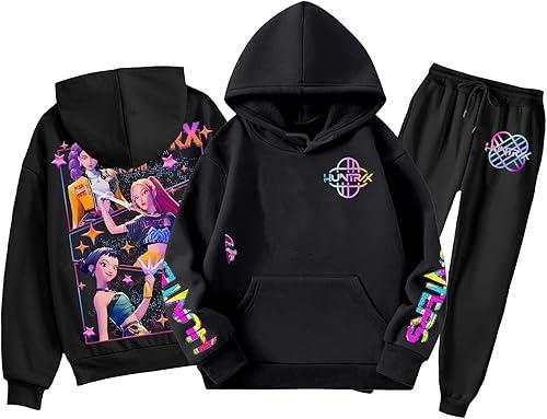 Kpop Outfits for Girls Boys， Hoodie and Sweatpants Set Daily Wear and Sports