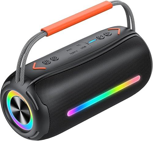 aowoka Bluetooth Speaker Portable Wireless Bluetooth Speakers with HD Stereo Sound, BT 5.4 TWS Pairing, IPX7 Waterproof, 30H Battery Life with Led Light for Outdoor/Party/Sport/Travel/Gifts