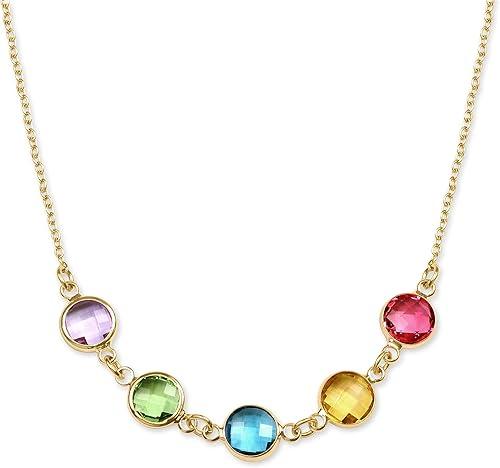 Birthstone Necklace for Mom, Women 1-7 Birthstones, Custom Personalized Necklaces in 18K Gold Plated & Stainless Steel Wife Grandma Girls, Mother's Day Christmas Gift from Daughter, Family Jewelry