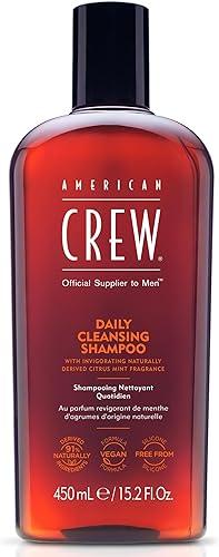 American Crew Men's Daily Cleansing Shampoo for Normal to Oily Hair, Silicone-Free with Vitamin B5, Naturally Derived Vegan Formula, Citrus Mint, 15.2 fl oz