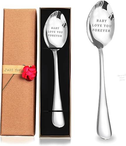 Custom Spoon, Engraved Stainless Steel Coffee Spoon - Personalized Ice Cream Spoon with Mirror Finish - Ideal Anniversary, Birthday, Christmas Gifts (Silver-Spoon)