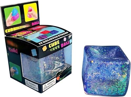 Squishy Stress Cube for Adults,2026 Squishy Slow Rising Cube Squeeze Sensory for Anxiety Stress Relief High Density Ice Squeeze Ball Cubes (01-Purple)