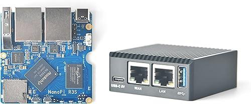 FriendlyElec NanoPi R3S Mini Router OpenWRT, 2GB LPDDR4X RAM None eMMC, Dual-Gbps Ethernet for Smart Home Office Gateway IoT NAS Applications, Support Debian Ubuntu OS (2+0GB with Metal Case)