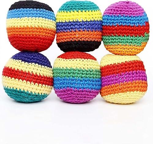 6/12/24 Pack Hackys Footbag Sacks - Vibrant Crocheted Footbags for Adults - Durable Multi-Color Juggling Balls for Outdoor Play, Party Favors, and Coordination Training
