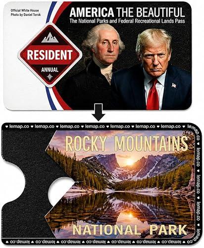 Handmade National Park Sleeve - Waterproof Plastic Card Protector - Easy Slide-Out Travel Case for National Parks - America the Beautiful Pass Holder (Rocky Mountain)