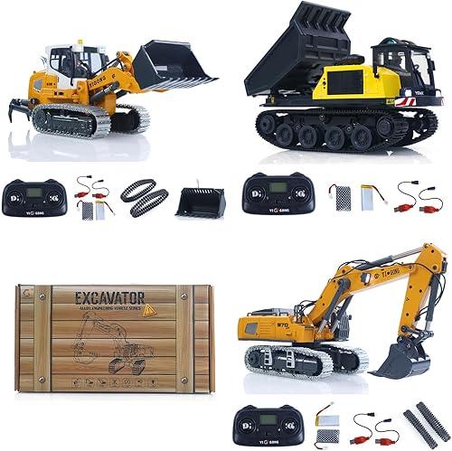 TOUCAN RC HOBBY 1/50 Radio Control Excavator K970 Electric RC Loader LR636 Dump Truck Model T14R Construction Vehicle Lights Sounds Unit for Ages 18+