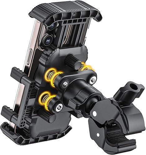 Bike Phone Holder for Handlebar, Motorcycle Phone Mount, Shock Absorbing Anti-Shake Phone Mount for Bike Scooter Motorcycle, Fits iPhone, Samsung, 4.7-7.2 Inch Smartphones