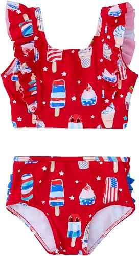 RuffleButts Baby/Toddler Girls UPF50+ Waterfall Tankini Two Piece Swimsuit